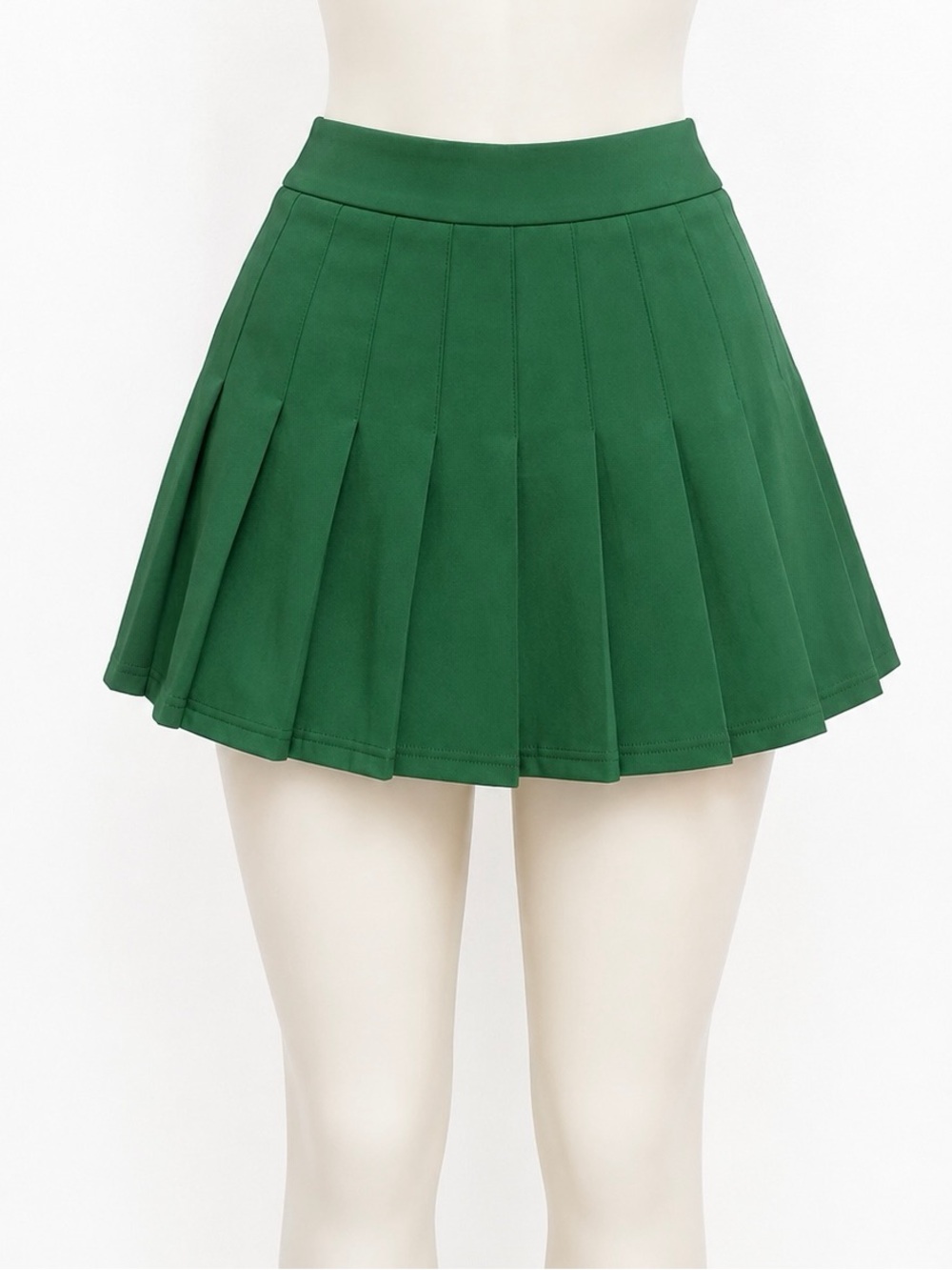 Women's Green Pleated Skater Skirt